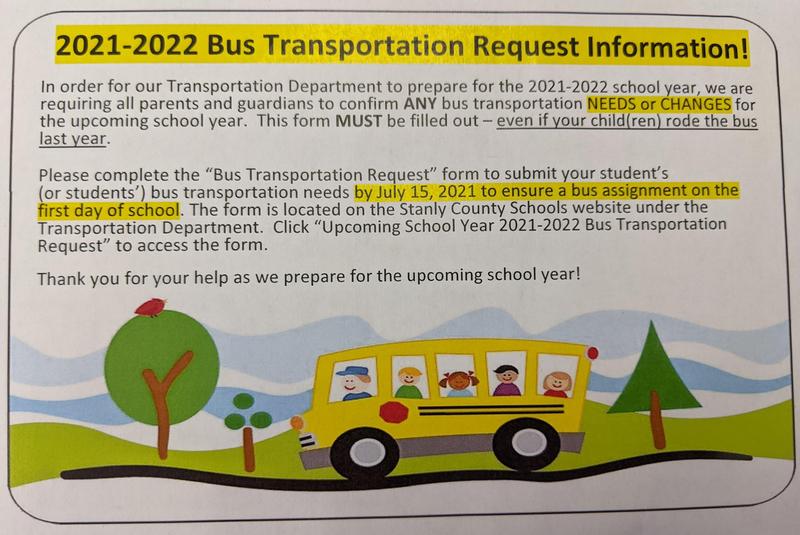 2021-2022 Bus Transportation Request Information Featured Photo
