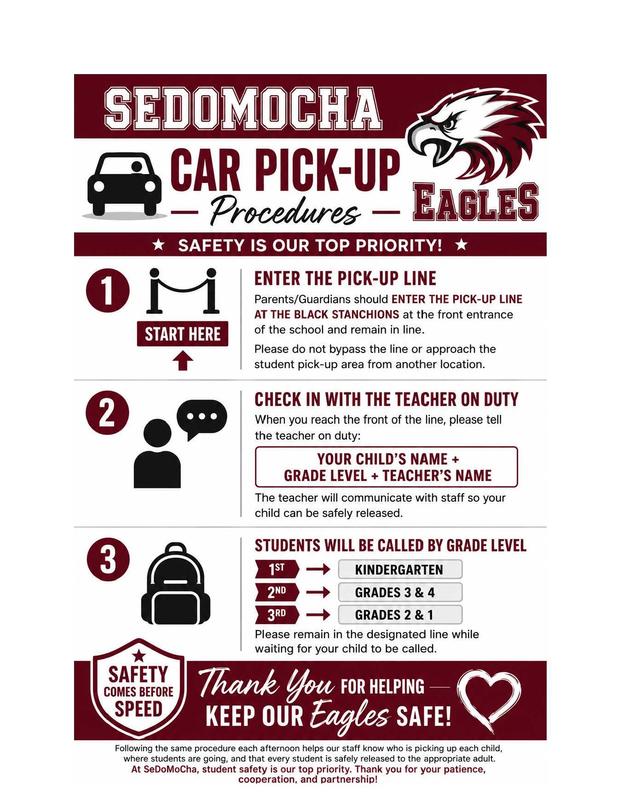Flyer outlining car pick-up procedures