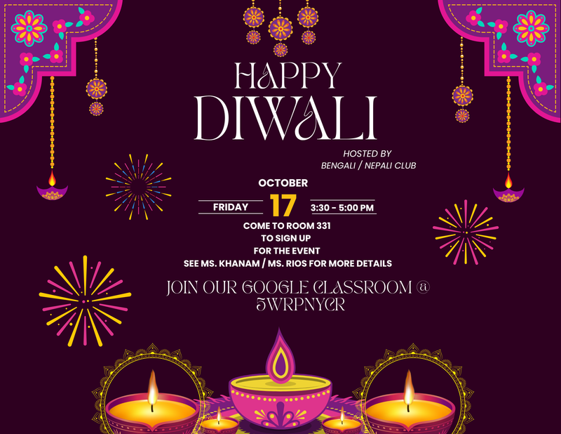 Flyer for Bengali/Nepali club event celebrating Diwali. All text in adjoining post.