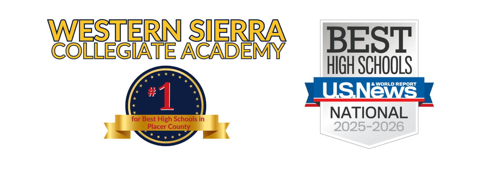 Western Sierra Collegiate Academy logo with award for Best High Schools in Placer County.