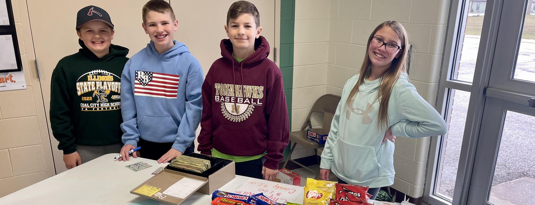 Students selling candy