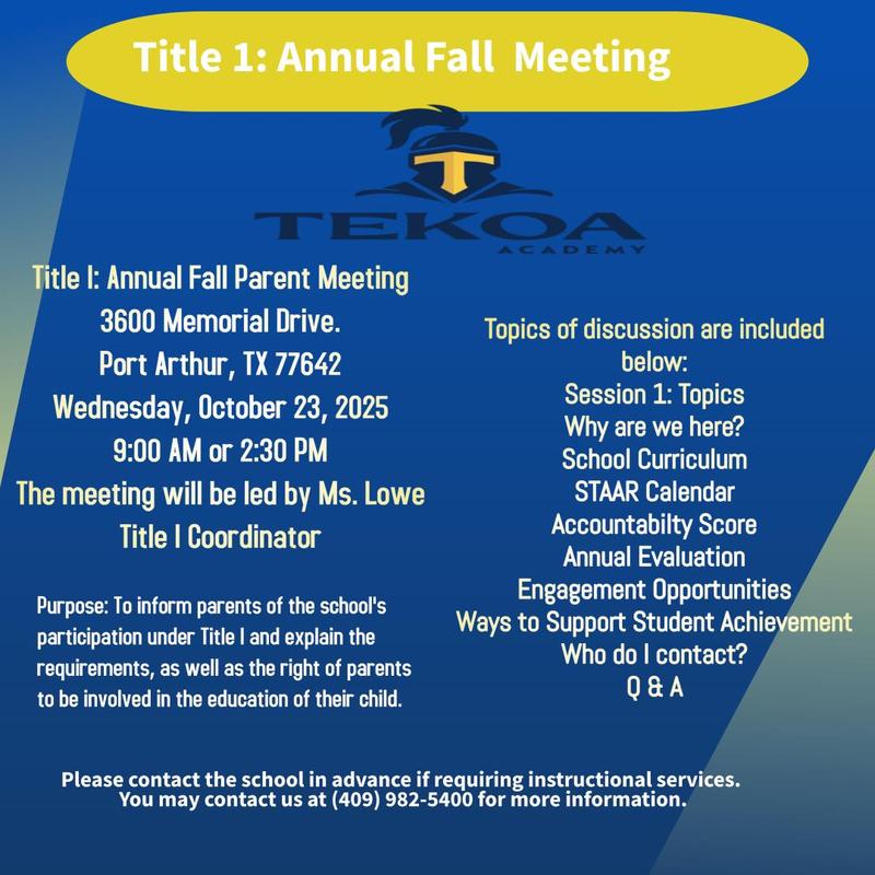 Title 1: Fall Parent Meeting Featured Photo