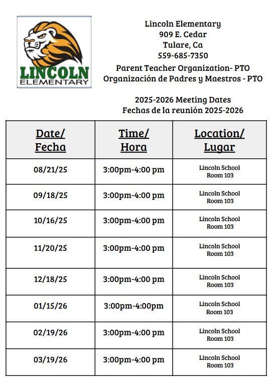 PTO Meeting Dates