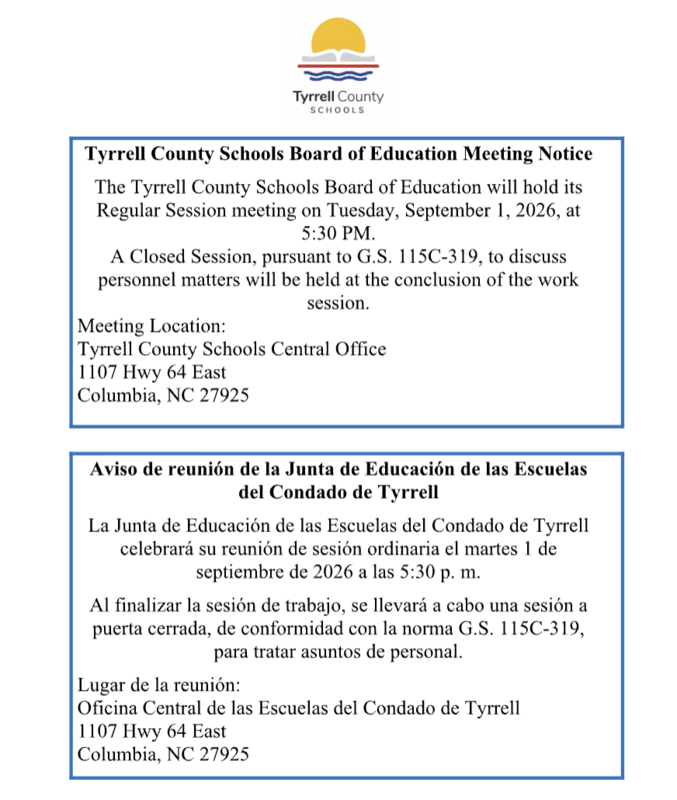 BOE Meeting notice 09/01/2026