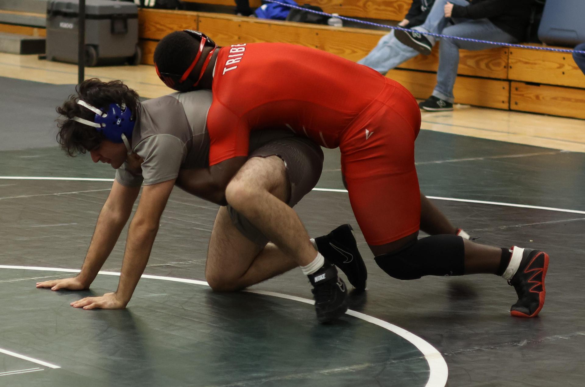 Boys wrestling in the Liberty Duals event 145