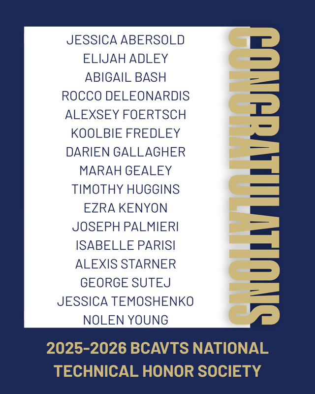 list of 16 Knoch students who are in the national technical honor society