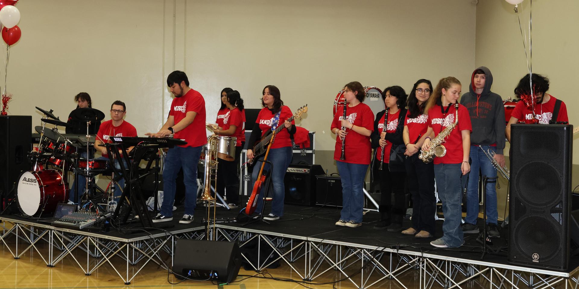 the band playing