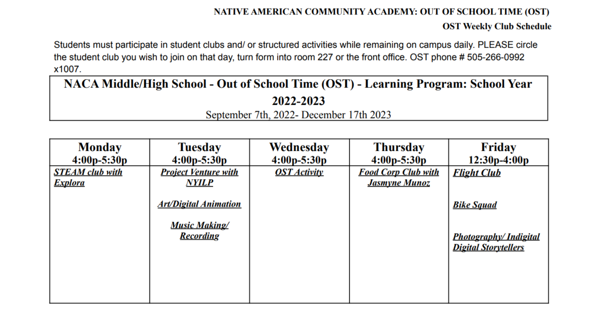 MS.HS OST Weekly Calendar
