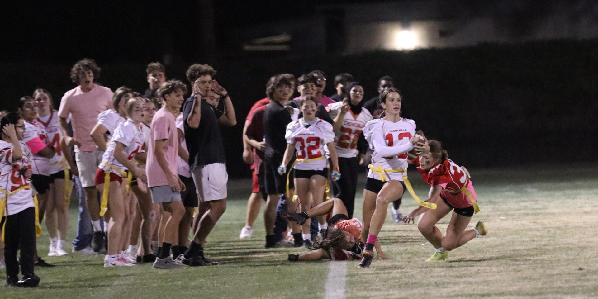 girls playing flag football
