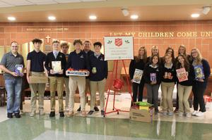 Students with Salvation Army member