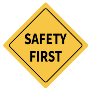 Safety Alert words on a yellow diamond.
