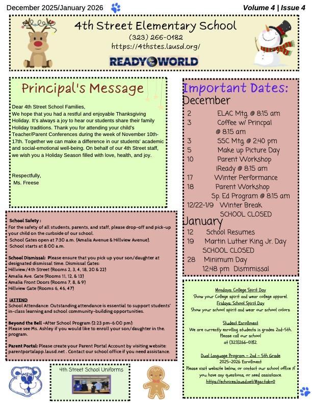 December 2025 - January 2026 Parent Newsletter