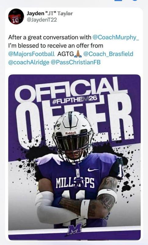 Congratulations to JT on an offer to Millsaps