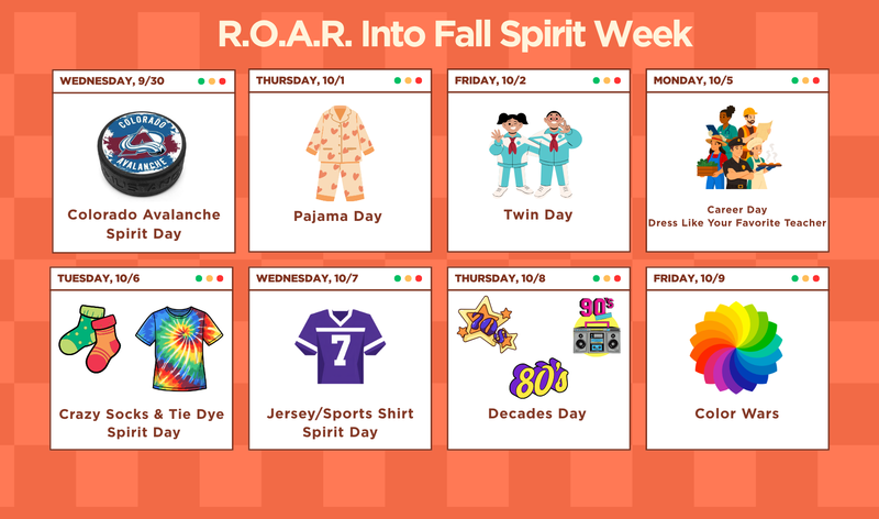 Calendar of Spirit Week Themes