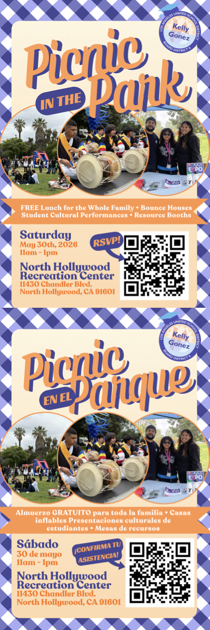 Event flyer for Picnic in the Park on May 30