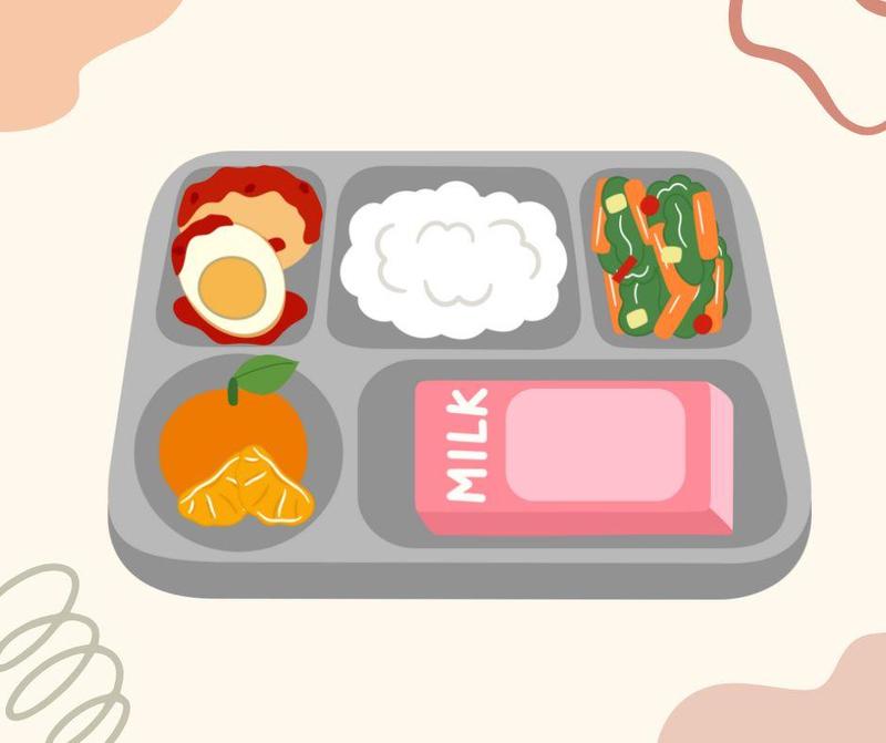 food on a school lunch tray