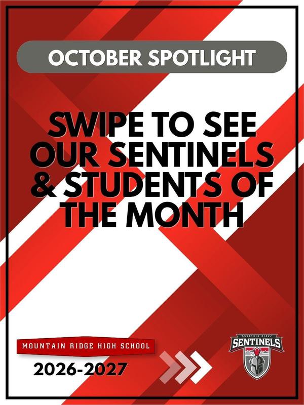 Swipe to see October 2026 Sentinels and Students of the Month