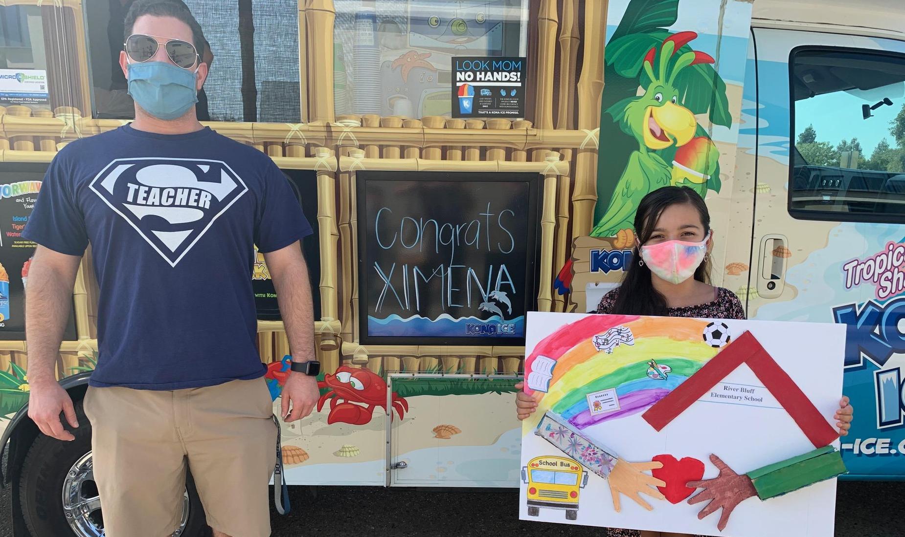 Kona Ice contest winner Ximena from Mr. Bedrosian's class