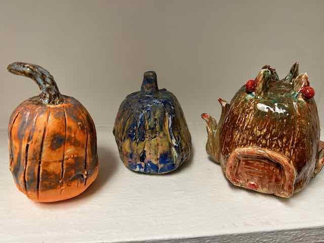 Whimsical pinch pots. Children's pottery