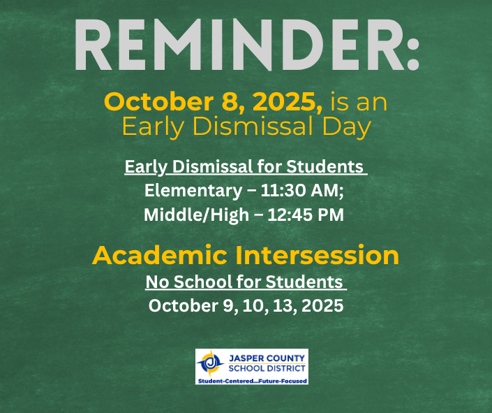 REMINDER: Wednesday, October 8, 2025, is an Early Dismissal Day Featured Photo