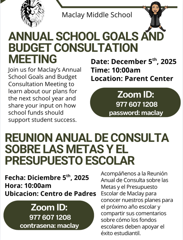 Maclay Annual School Budget Meeting flier