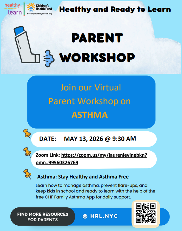 Parent Workshop for Asthma - English. May 13th