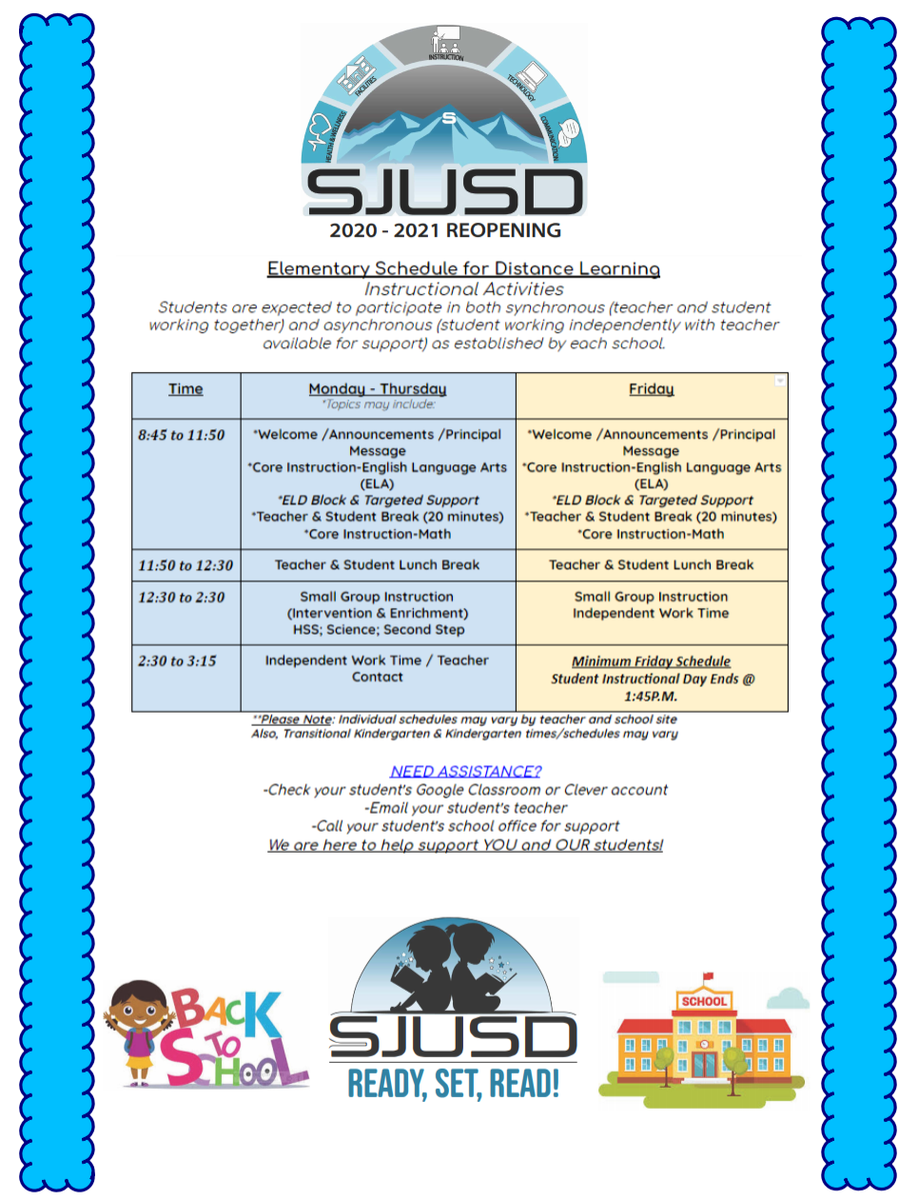 Elementary Schedule Flyer
