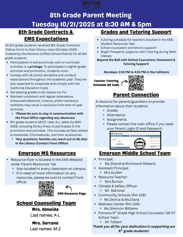 8th grade information