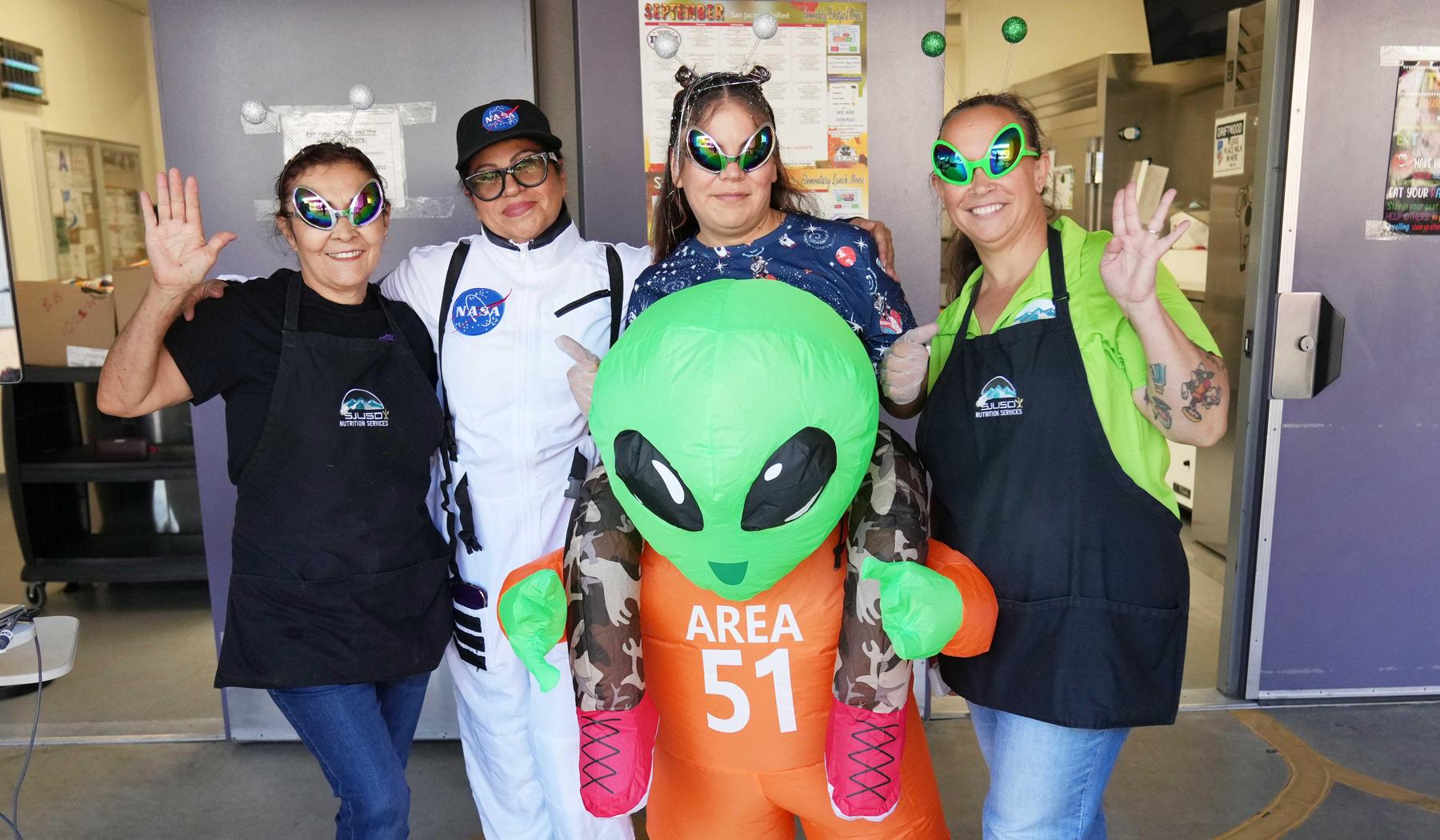Aliens vs astronauts day at Estudillo with staff participation!