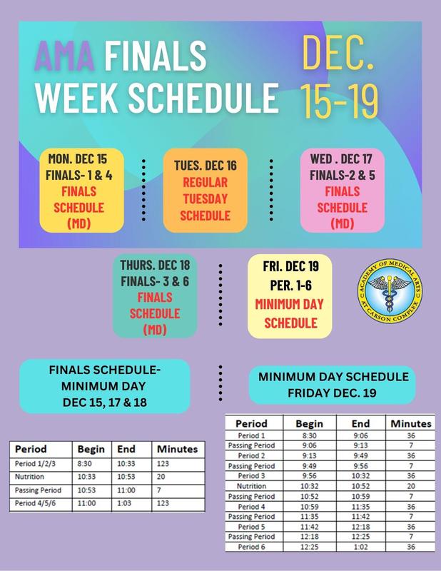 FIANLS WEEK SCHEDULE