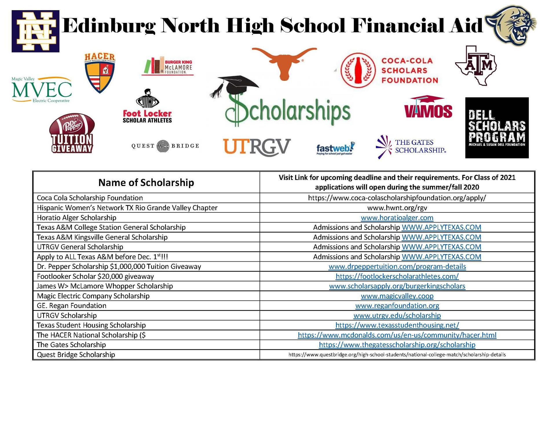 Scholarships Financial Aid Office Edinburg North High School