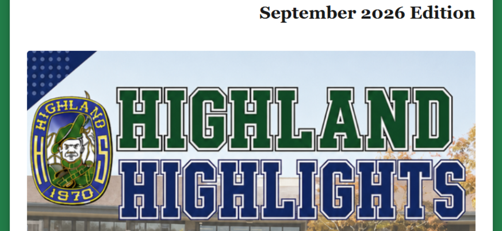 Text header for September 2026 edition of Highland Highlights