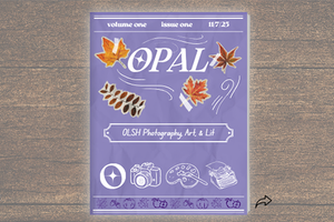 cover of OPAL magazine on woodgrain background