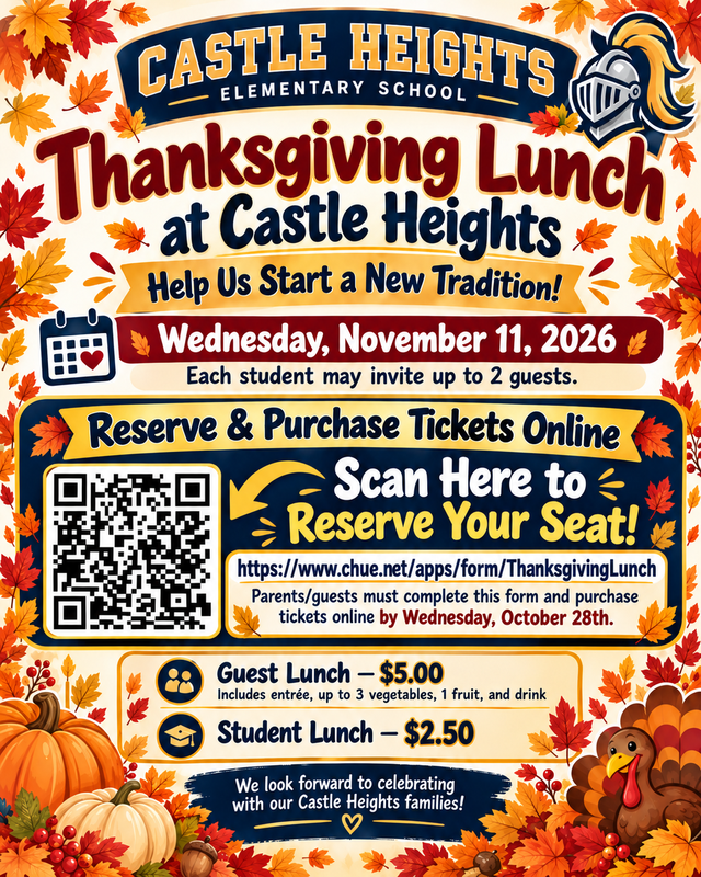 CH Thanksgiving Lunch graphic with QR code for tickets _ date Nov. 11th