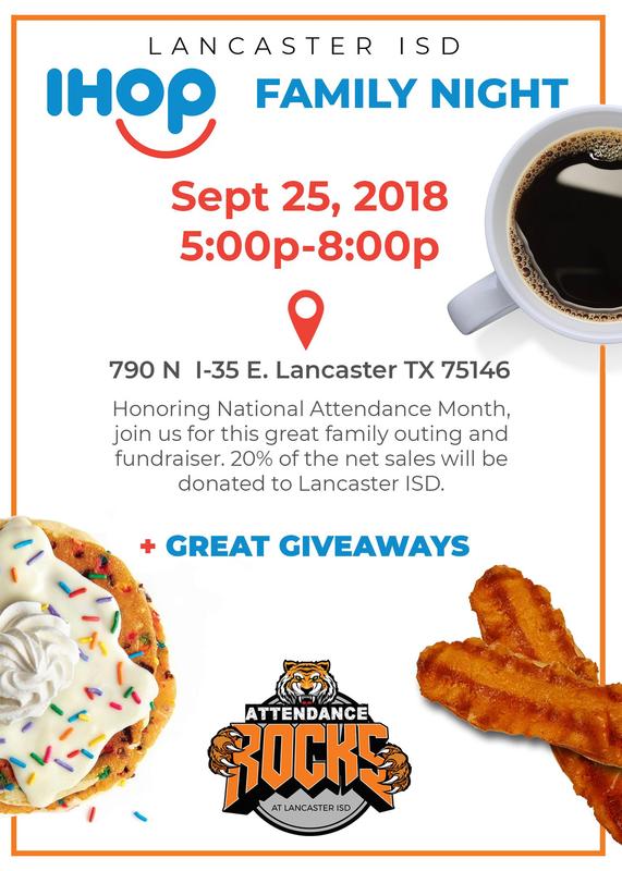 Lancaster ISD IHOP Family Night is September 25 Thumbnail Image