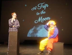 Two students practice for the upcoming play.