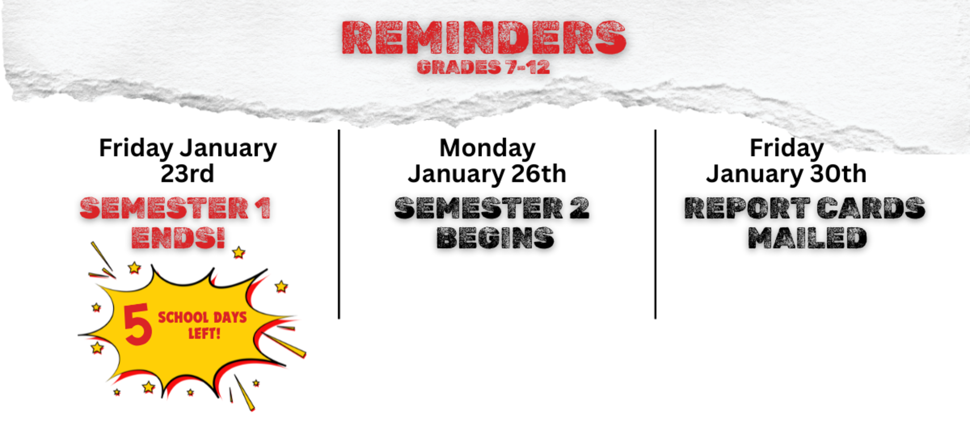 Q1 Reminders to 7-12 Grade Students!