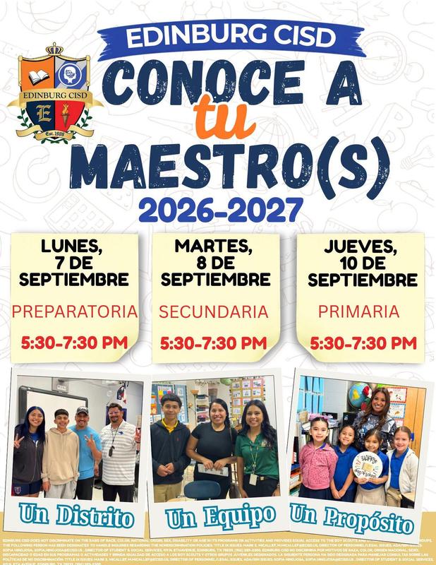 Meet the teacher sept 10th, 5:30-7:30 PM