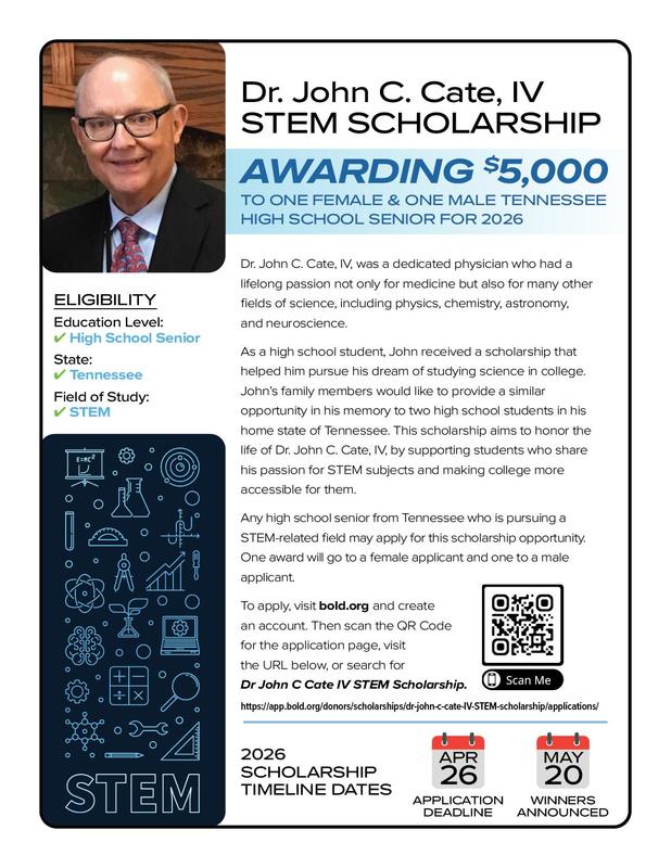 Dr. John C. Cate, IV STEM Scholarship