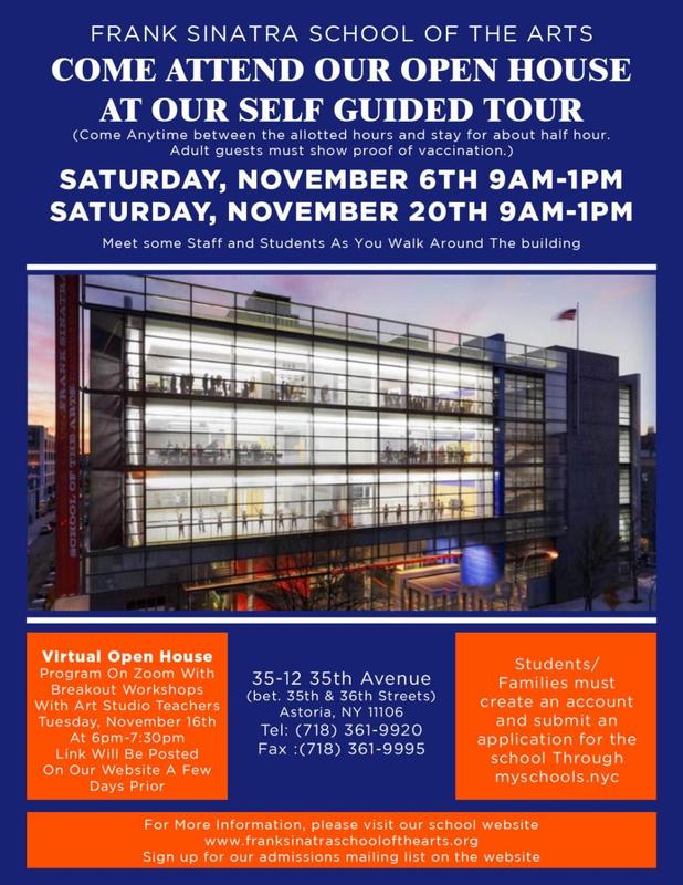 Frank Sinatra School Of The Arts November Open Houses In Person & Virtual!