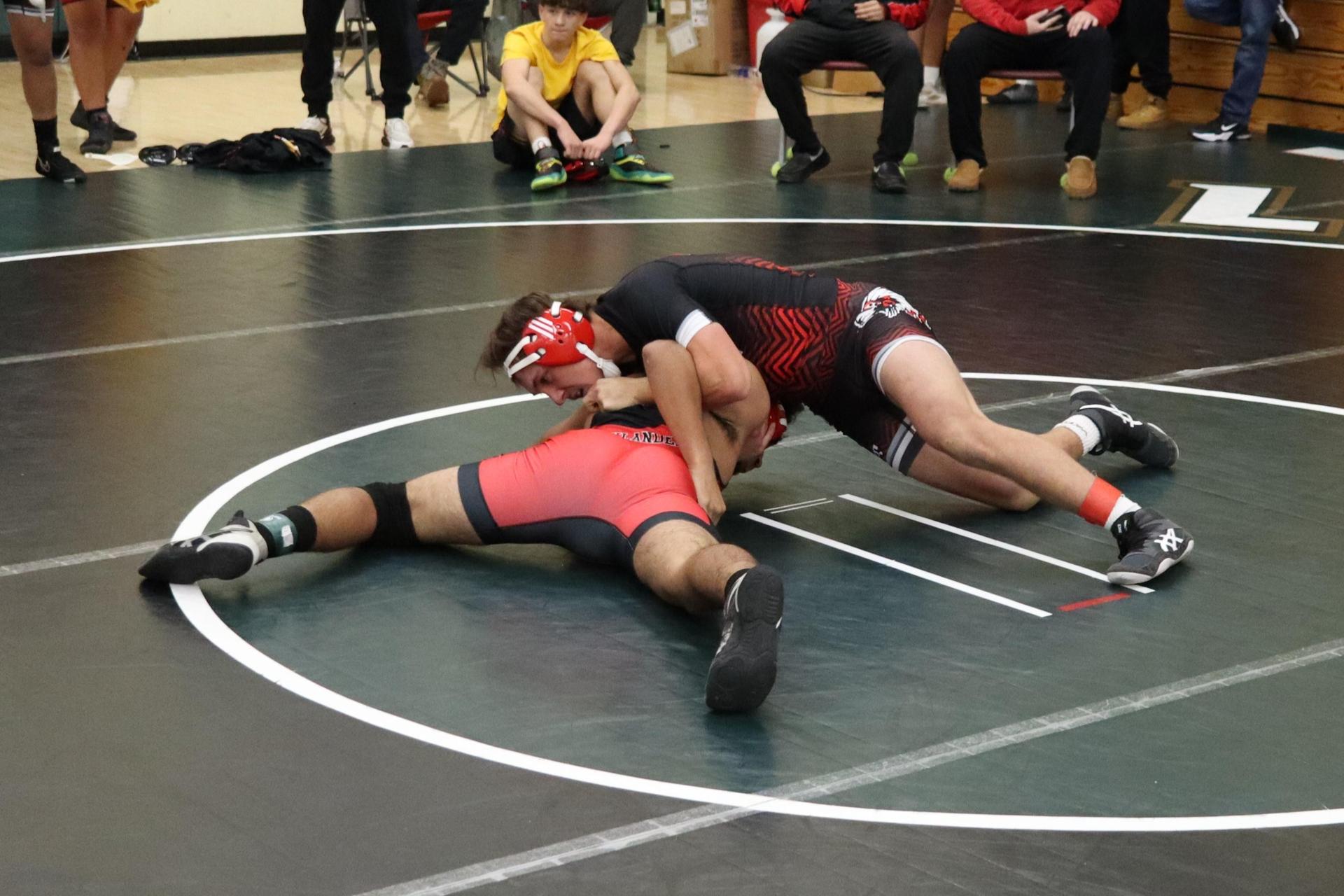 wrestlers in action at the Hawks invitational