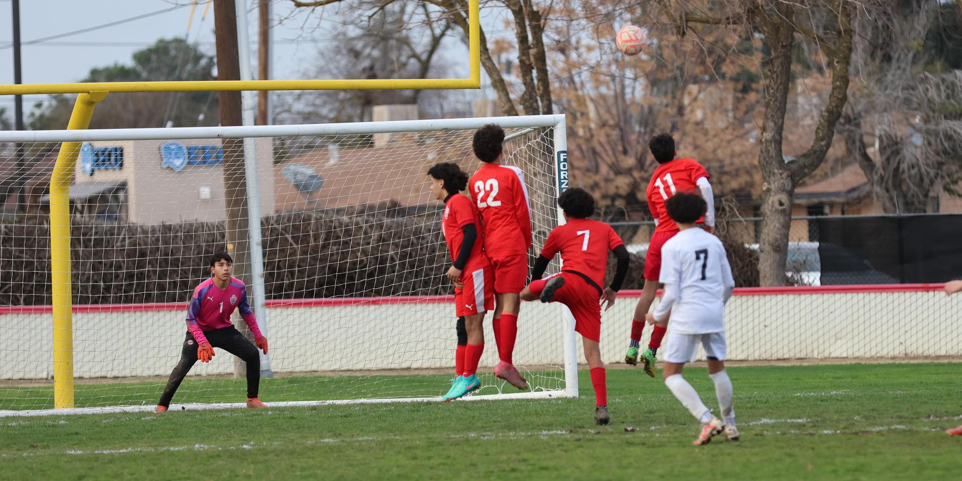junior varsity boys playing soccer against washington union
