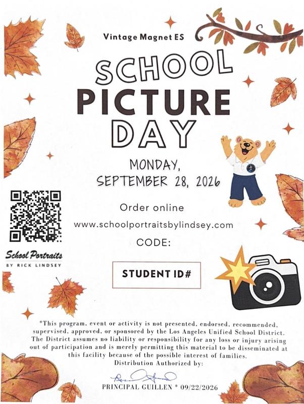 Picture day information and flyer