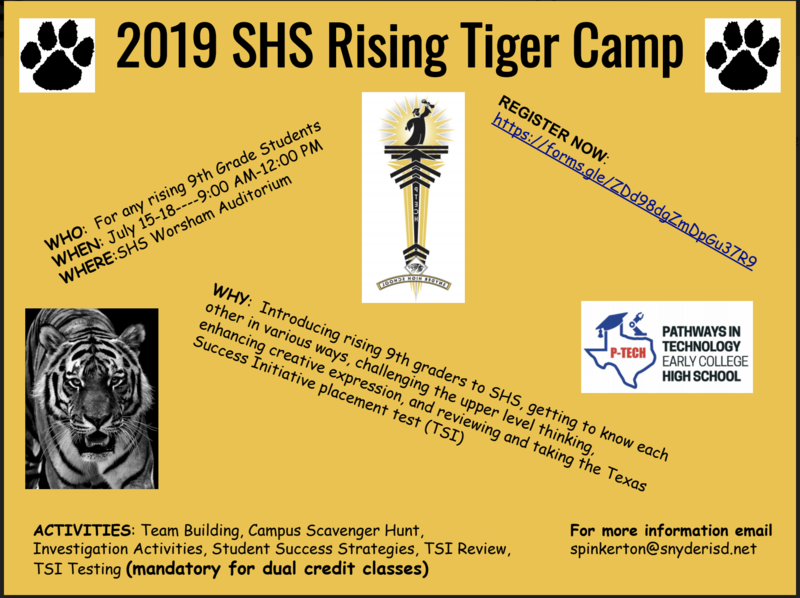 2019 Rising SHS Tiger Camp Featured Photo