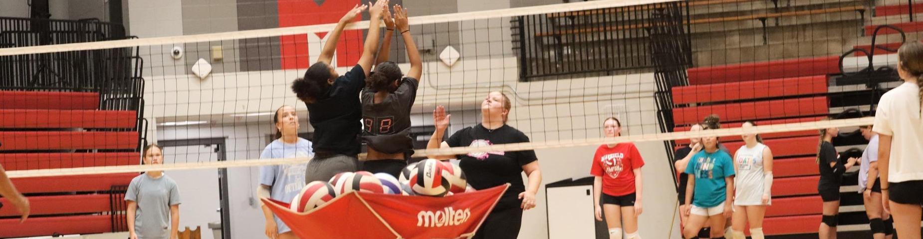 "The Mayfield High School volleyball team is hitting the court hard as they prepare for the upcoming season. Through rigorous drills and team-building exercises, they’re refining their skills and strengthening their bond, aiming to bring their best game to every match."