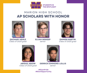 promo graphic - 2025 AP Scholars with Honor - Marion High School