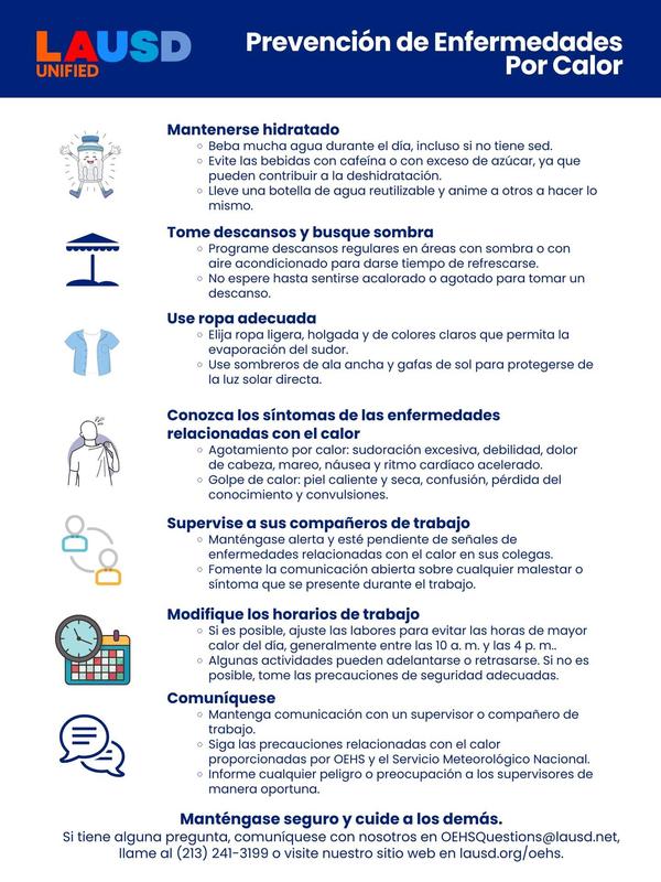 Heat Illness Prevention Poster in Spanish