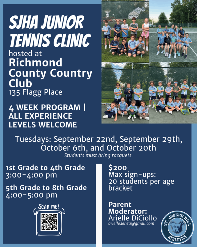 SJHA Junior Tennis Clinic is back Featured Photo