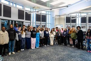 Joy Priest with the students