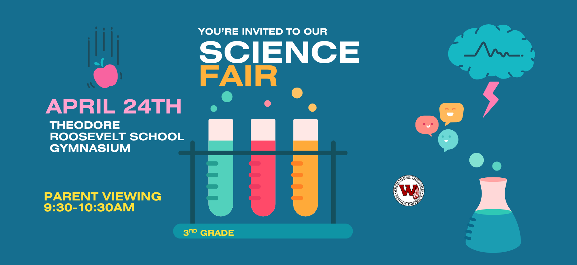 3rd Grade Science Fair
April 24th TRS Gym
Parent viewing - 9:30 - 10:30